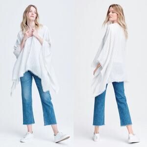 NWT Rag & Bone White and Black Pinstripe Lightweight Poncho Open Front One Size